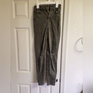 American Eagle Outfitters Olive Distressed Chinos